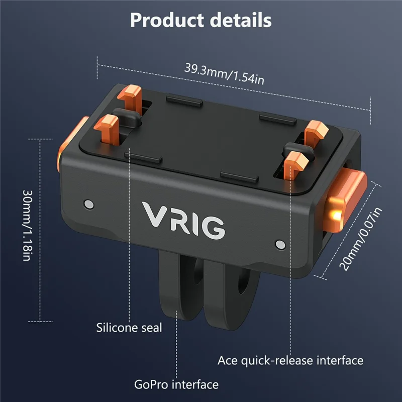 Adattatore per telecamera d'azione VRIG AC-42 compatibile con Insta360 Ace Pro 2 / Ace Pro / Ace Pro Plastic Base, compatibile con il supporto GoPro