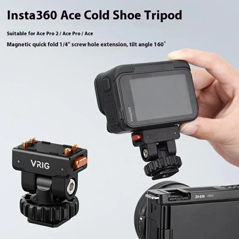 VRIG AC-44 Supporto a sgancio rapido per scarpa fredda per Insta360 Ace Pro 2 / Ace Pro / Ace / X5 con adattatore di regolazione inclinazione