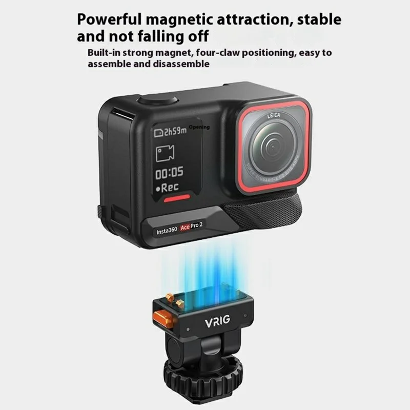 VRIG AC-44 Supporto a sgancio rapido per scarpa fredda per Insta360 Ace Pro 2 / Ace Pro / Ace / X5 con adattatore di regolazione inclinazione