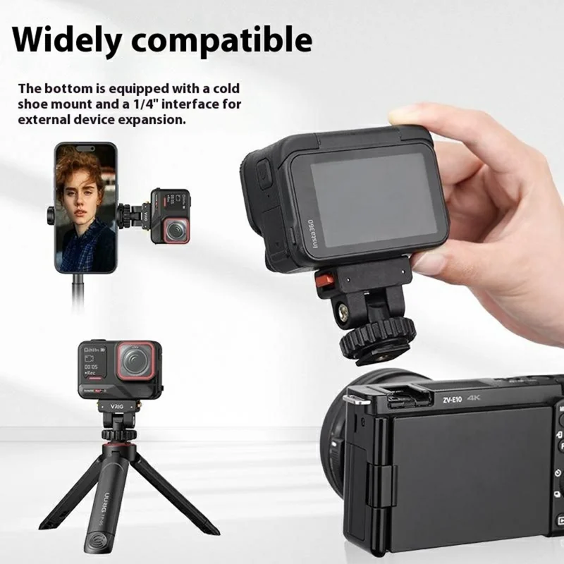 VRIG AC-44 Supporto a sgancio rapido per scarpa fredda per Insta360 Ace Pro 2 / Ace Pro / Ace / X5 con adattatore di regolazione inclinazione