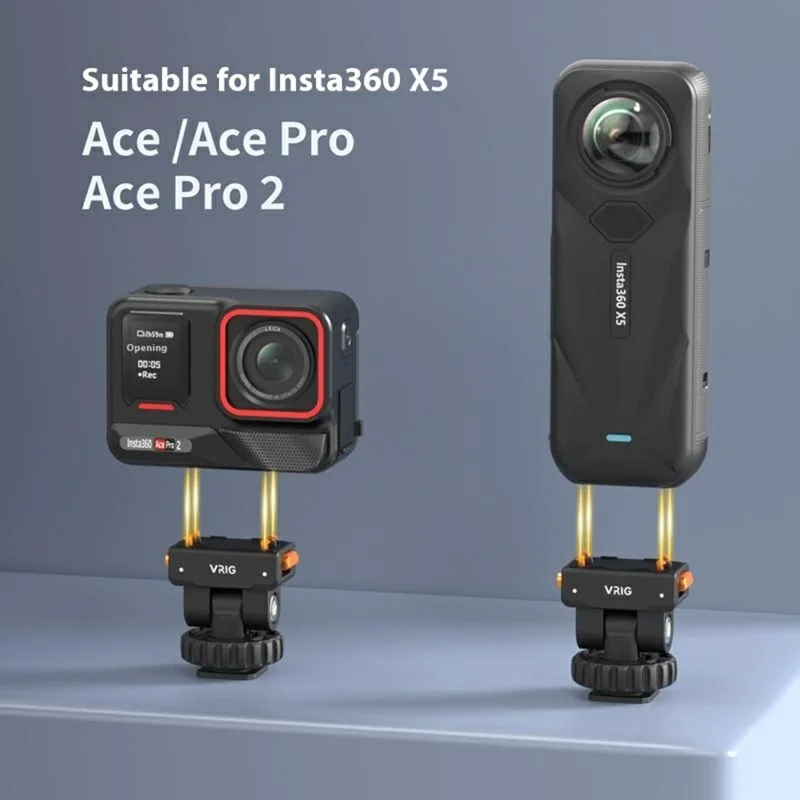 VRIG AC-44 Supporto a sgancio rapido per scarpa fredda per Insta360 Ace Pro 2 / Ace Pro / Ace / X5 con adattatore di regolazione inclinazione