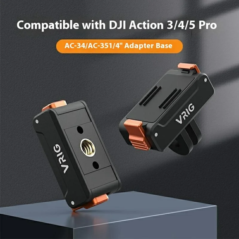 VRIG AC-34 Supporto a sgancio rapido per DJI Osmo Action 5 Pro / 4 / 3 Base antivibrazioni in plastica compatibile con GoPro