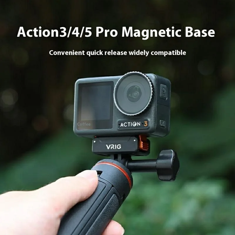 VRIG AC-34 Supporto a sgancio rapido per DJI Osmo Action 5 Pro / 4 / 3 Base antivibrazioni in plastica compatibile con GoPro