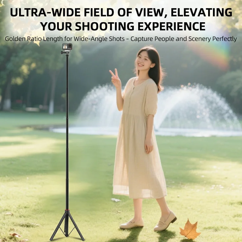 FLYMILE Action Cameras Telescopic Selfie Stick Tripod 6-Section Adjustable Aluminum Alloy Extendable Pole - 1.4m