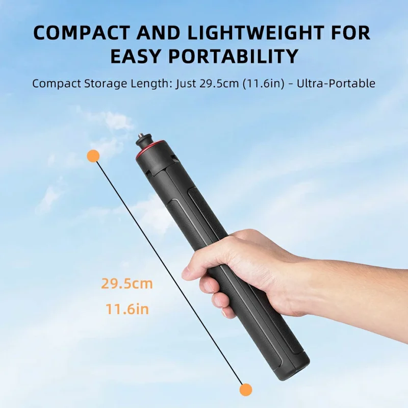 FLYMILE Action Cameras Telescopic Selfie Stick Tripod 6-Section Adjustable Aluminum Alloy Extendable Pole - 1.4m