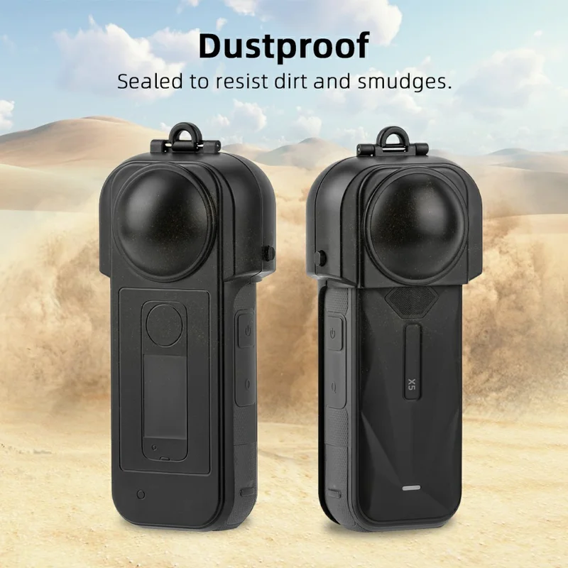 FLYMILE For Insta360 X5 Action Camera Anti Scratch Plastic Lens Cap Flip Lens Protective Cover - Black
