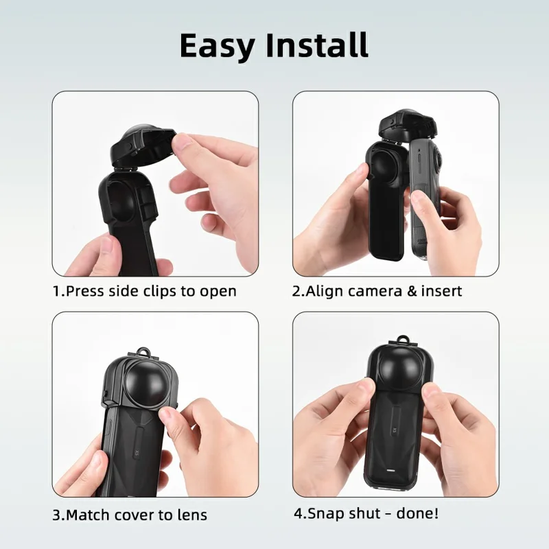 FLYMILE For Insta360 X5 Action Camera Anti Scratch Plastic Lens Cap Flip Lens Protective Cover - Black