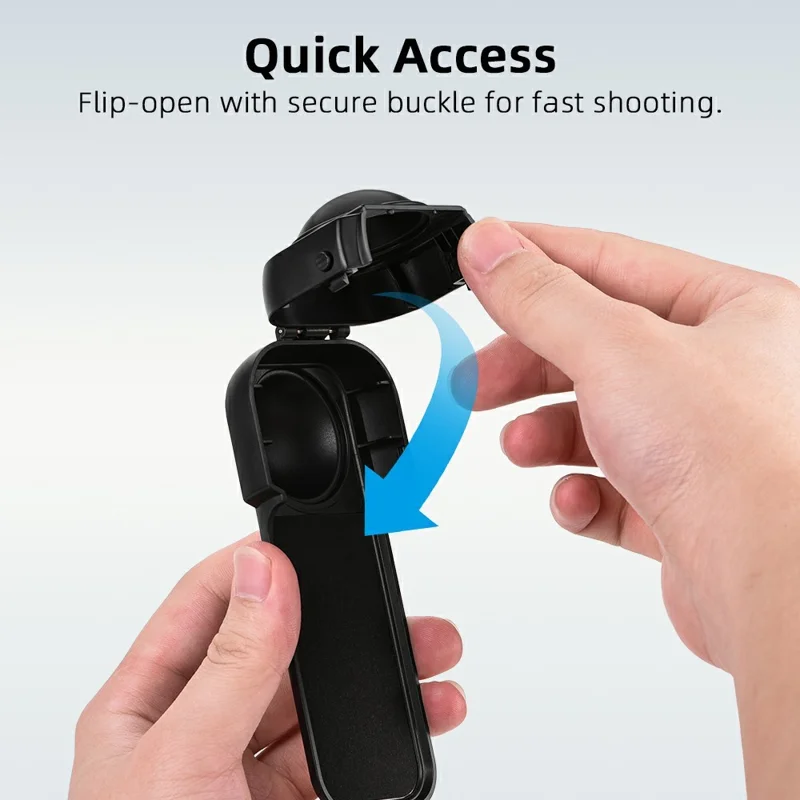FLYMILE For Insta360 X5 Action Camera Anti Scratch Plastic Lens Cap Flip Lens Protective Cover - Black