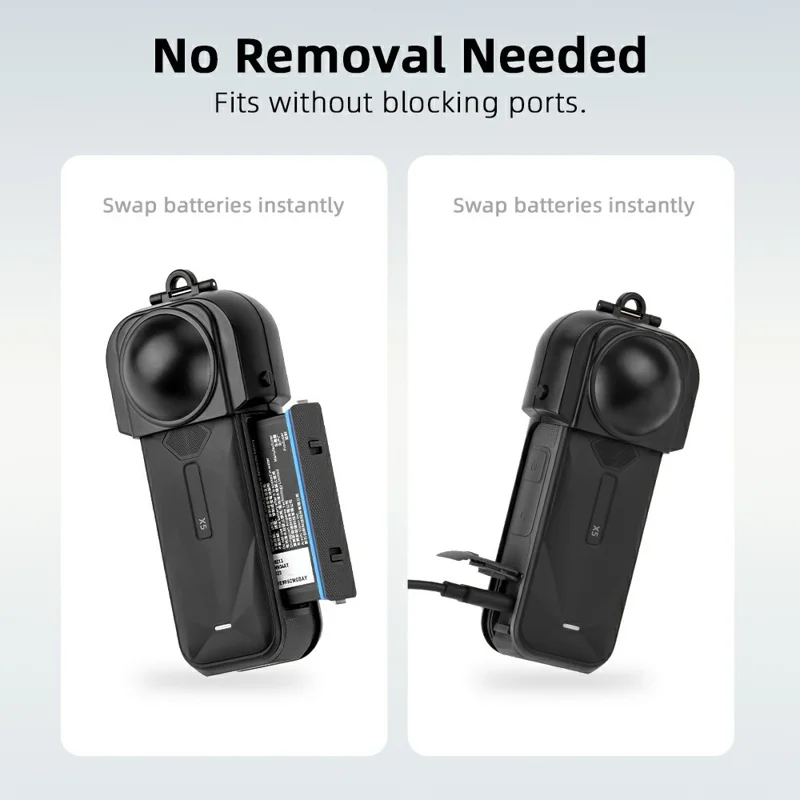 FLYMILE For Insta360 X5 Action Camera Anti Scratch Plastic Lens Cap Flip Lens Protective Cover - Blue