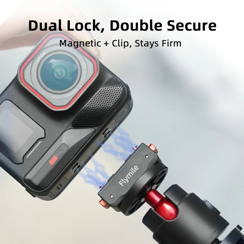 FLYMILE Sgancio Rapido 1/4 Base per Insta360 Ace Pro 2 / Ace Pro / Ace / X5 / X4 / X3 / X2 Sistema di Bloccaggio Magnetico Doppio con Sgancio Rapido