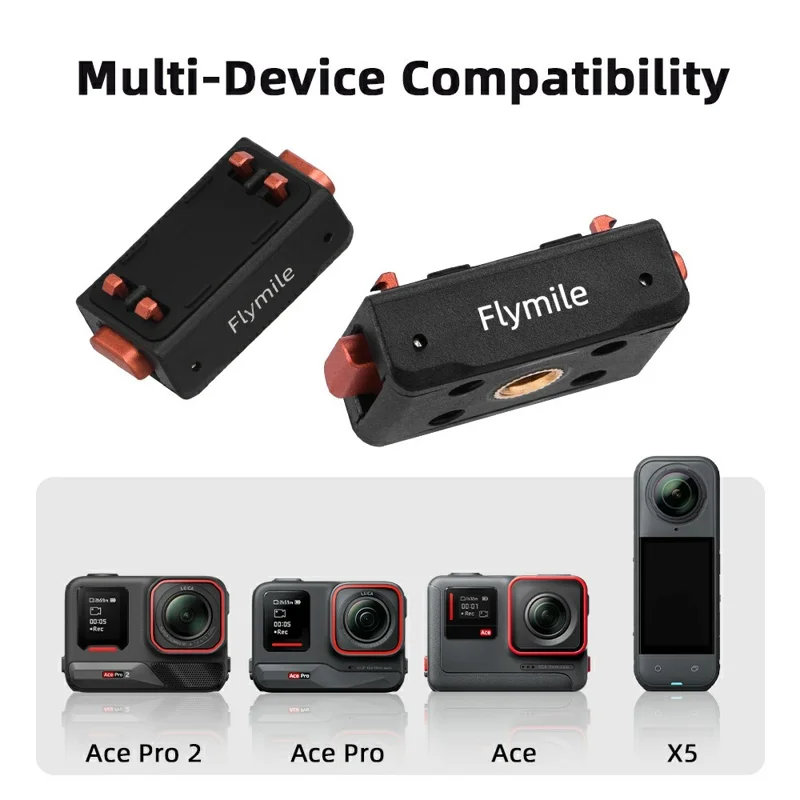 FLYMILE Sgancio Rapido 1/4 Base per Insta360 Ace Pro 2 / Ace Pro / Ace / X5 / X4 / X3 / X2 Sistema di Bloccaggio Magnetico Doppio con Sgancio Rapido