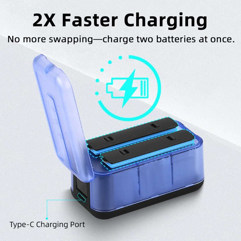 For Insta360 X5 Dual Battery Charger Portable Charging Case Fast Charging Real-Time Power Display
