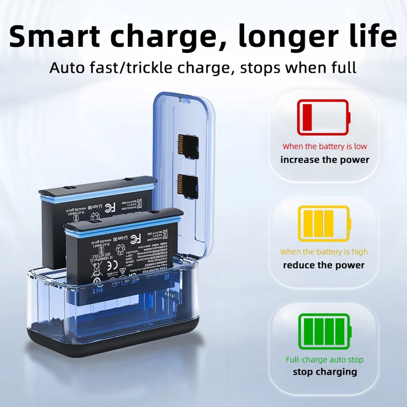 For Insta360 X5 Dual Battery Charger Portable Charging Case Fast Charging Real-Time Power Display