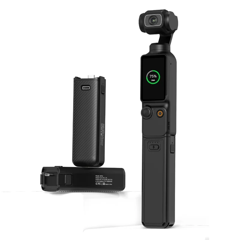 Для DJI Osmo Pocket 3 Аккумуляторная рукоятка с быстрой зарядкой, длительным сроком службы батареи и двумя портами Type-C с противоударной блокировкой