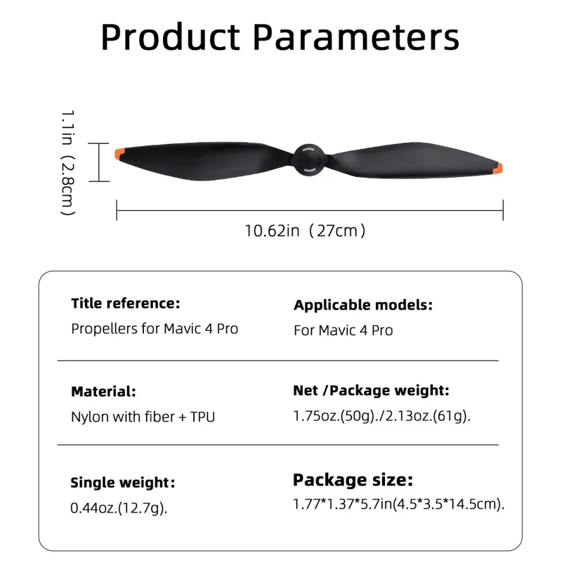 2 Pares de Hélices de Liberação Rápida em TPU para Drone DJI Mavic 4 Pro
