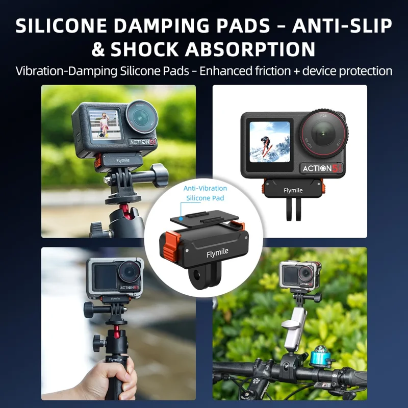 Base de Montagem para Câmera de Ação FLYMILE para DJI Osmo Action 5 Pro / 4 / 3 Adaptador de Liberação Rápida em Nylon Plástico