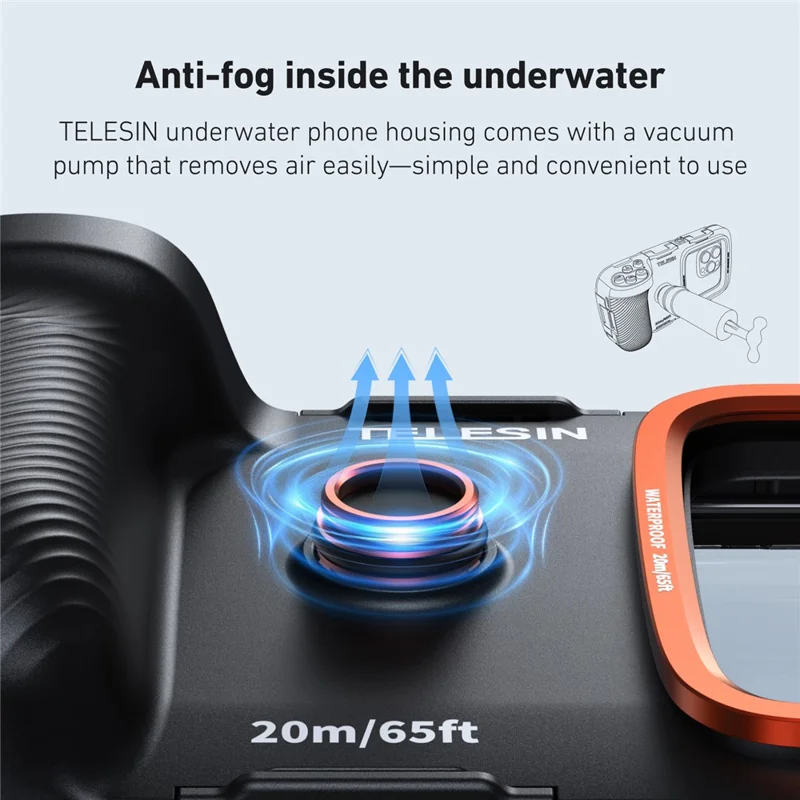 TELESIN IP68 Custodia impermeabile per immersioni per telefono Compatibile con Bluetooth Anti-appannamento Alloggiamento fotografico subacqueo per telefono 20m