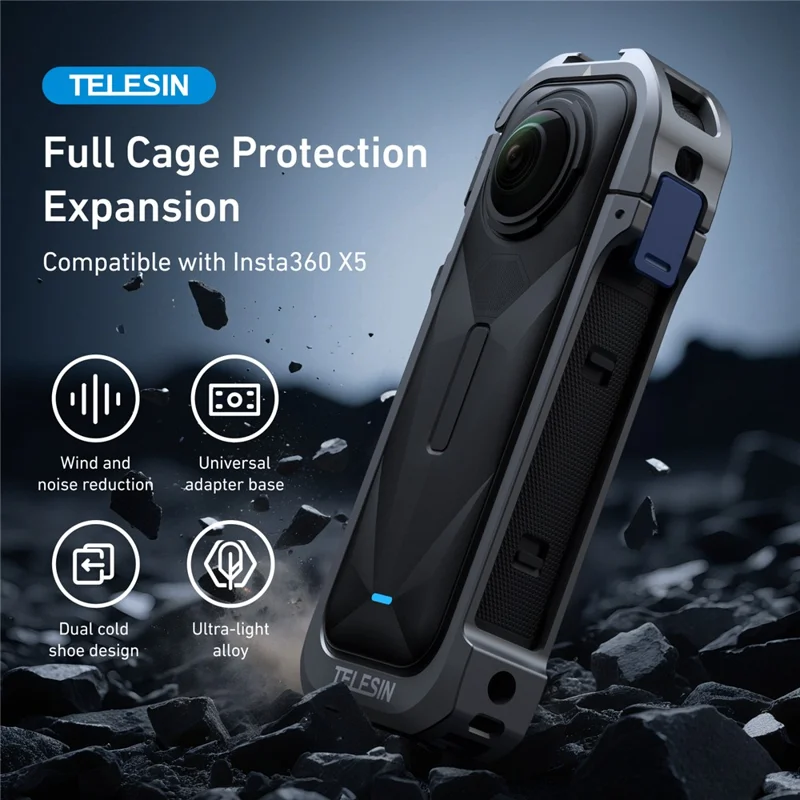 TELESIN S6-FMS-19-TIS Защитный каркас с холодным башмаком для камеры Insta360 X5