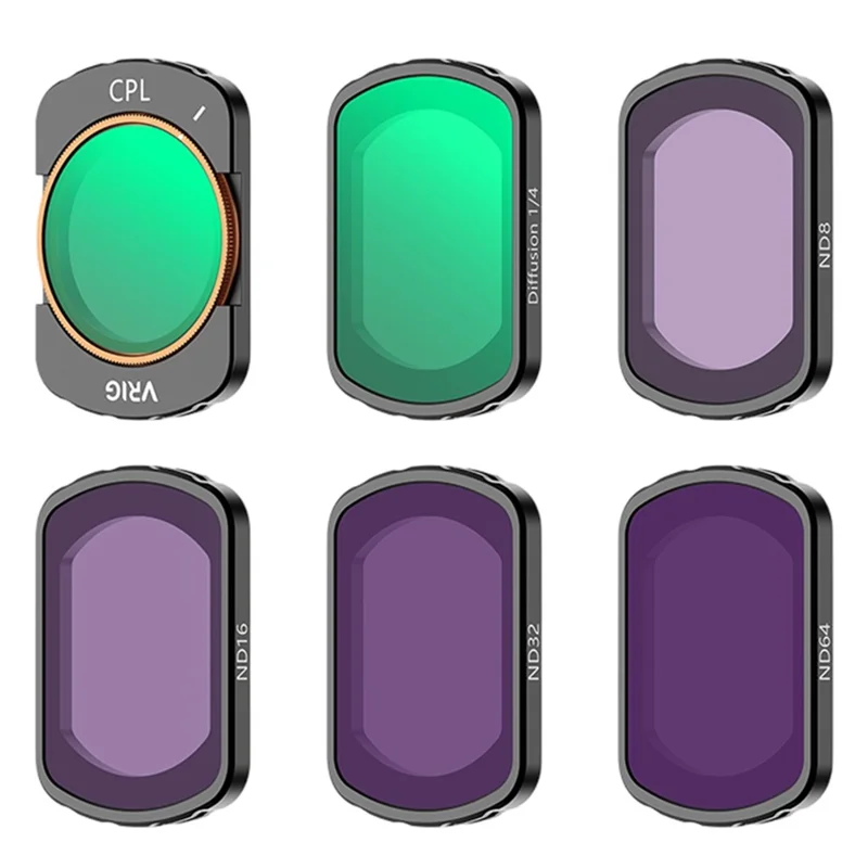 VRIG FT-04 6 Filtres Magnétiques CPL 1/4 Noir Soft ND8/16/32/64 en Verre Optique pour Objectif de Caméra DJI Osmo Pocket 3