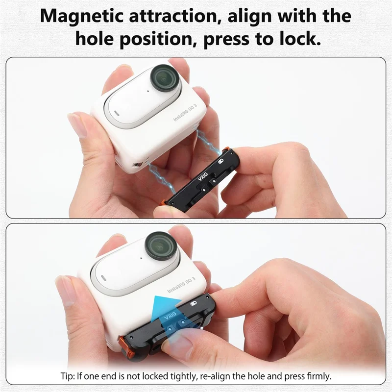 VRIG AC-39 Per Insta360 GO 3 / GO 3S Fotocamera Adattatore di Montaggio Magnetico a Sgancio Rapido con Porta di Ricarica