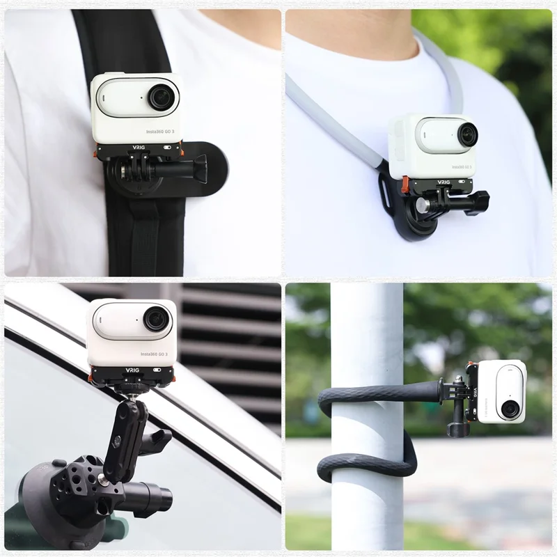 VRIG AC-39 Per Insta360 GO 3 / GO 3S Fotocamera Adattatore di Montaggio Magnetico a Sgancio Rapido con Porta di Ricarica