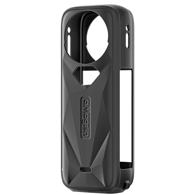 AMAGISN Pour Insta360 X5 Étui de Protection en Silicone avec Couvercle d'Objectif - Noir