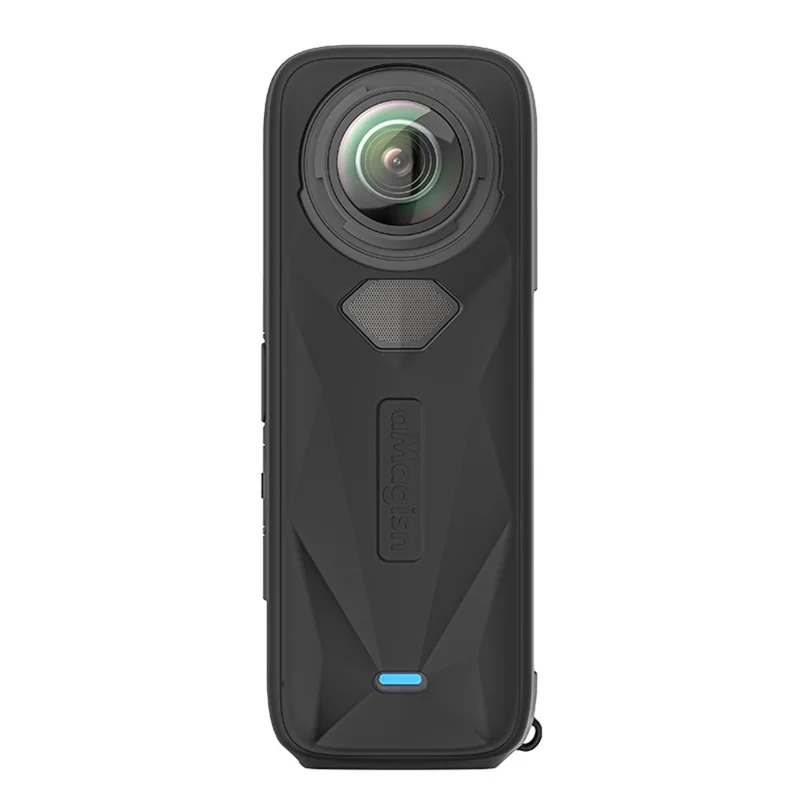 AMAGISN Pour Insta360 X5 Étui de Protection en Silicone avec Couvercle d'Objectif - Noir