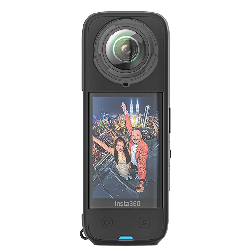 AMAGISN Pour Insta360 X5 Étui de Protection en Silicone avec Couvercle d'Objectif - Noir