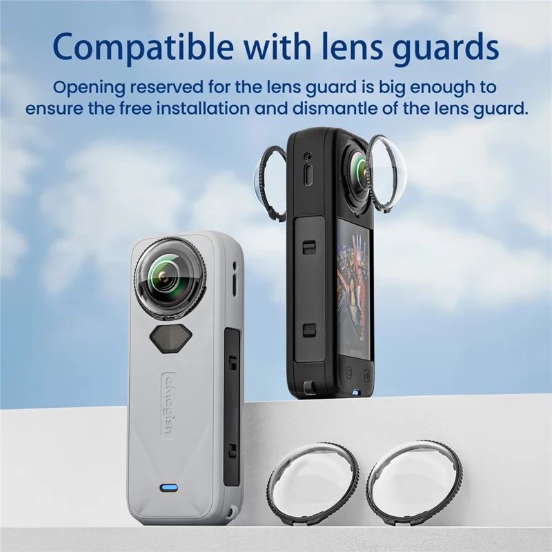 AMAGISN Pour Insta360 X5 Étui de Protection en Silicone avec Couvercle d'Objectif - Noir