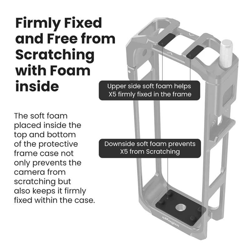 AMAGISN For Insta360 X5 Action Camera Metal Frame Cage with Silicone Lens Cap Cover