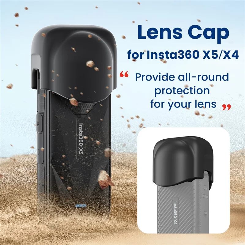 AMAGISN For Insta360 X5 / X4 Action Camera Silicone Lens Cap Protective Cover - Black