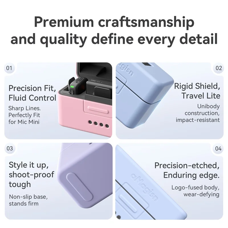 AMAGISN لجهاز DJI Mic Mini غطاء واقي من السيليكون لعلبة الشحن، غطاء واقي للميكروفون - أزرق فاتح