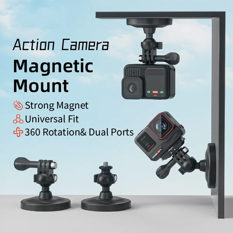 AMAGISN Action Camera Mount Kit Magnetic Ball 3-Claw Adapter 1 / 4 inch Thread Connector Set