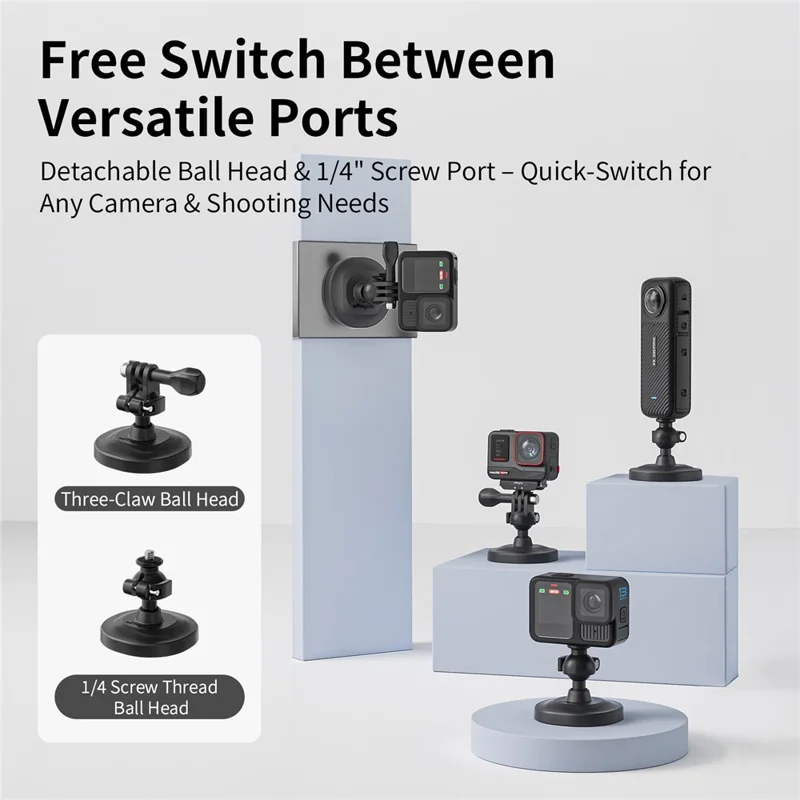 AMAGISN Action Camera Mount Kit Magnetic Ball 3-Claw Adapter 1 / 4 inch Thread Connector Set