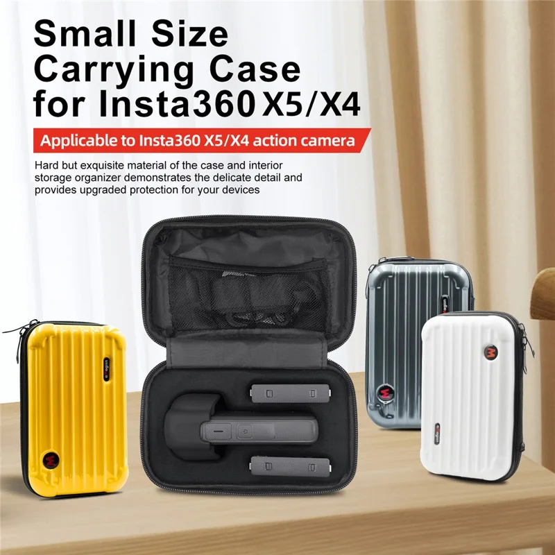 AMAGISN For Insta360 X5 / X4 Camera Small Carrying Case PC + Nylon Storage Box Shoulder Bag - Dark Grey