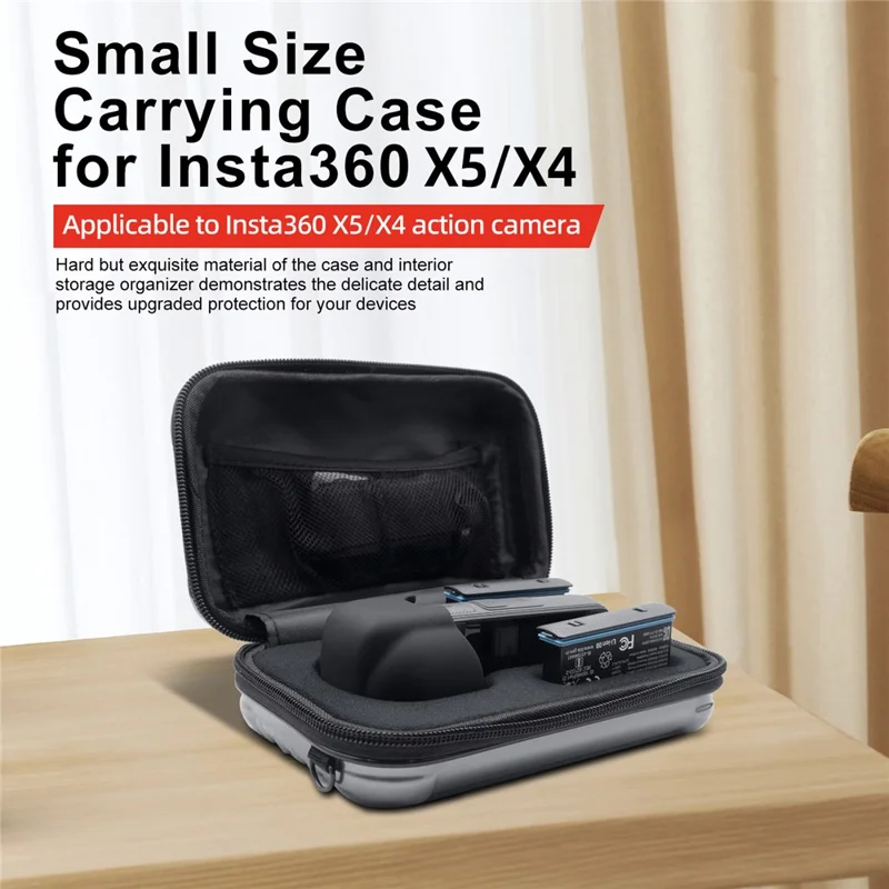 AMAGISN For Insta360 X5 / X4 Camera Small Carrying Case PC + Nylon Storage Box Shoulder Bag - Dark Grey