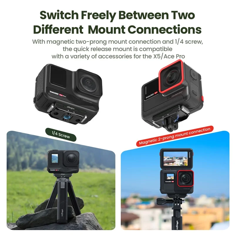AMAGISN Supporto Magnetico a Sgancio Rapido per Insta360 X5 / Ace Pro 2 / Ace Pro / Ace Adattatore Base per Fotocamera