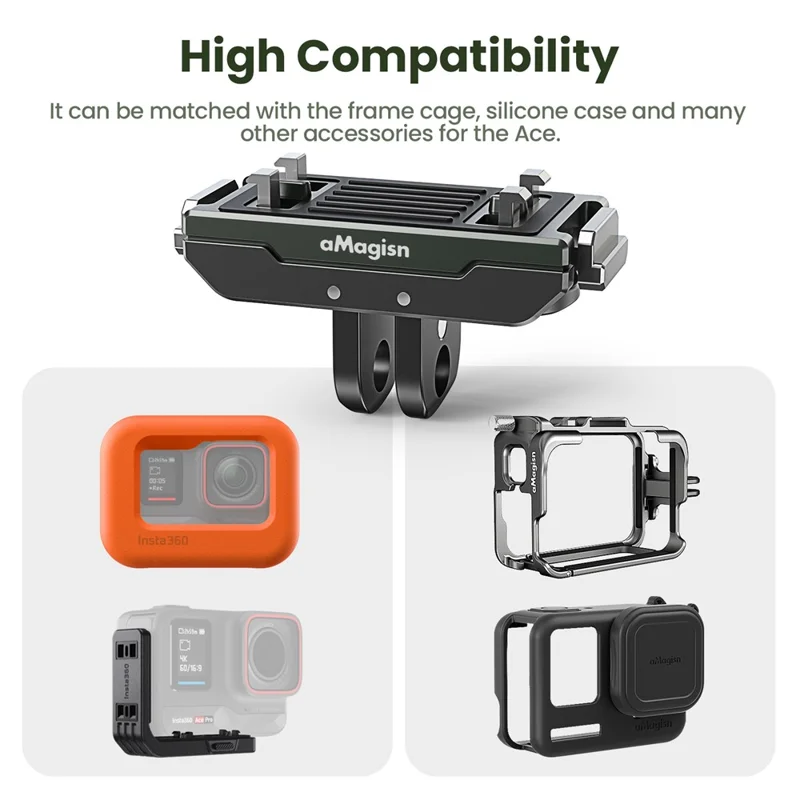 AMAGISN Supporto Magnetico a Sgancio Rapido per Insta360 X5 / Ace Pro 2 / Ace Pro / Ace Adattatore Base per Fotocamera
