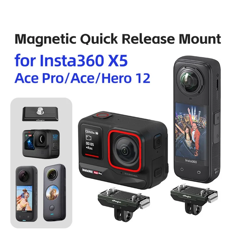 AMAGISN Supporto Magnetico a Sgancio Rapido per Insta360 X5 / Ace Pro 2 / Ace Pro / Ace Adattatore Base per Fotocamera