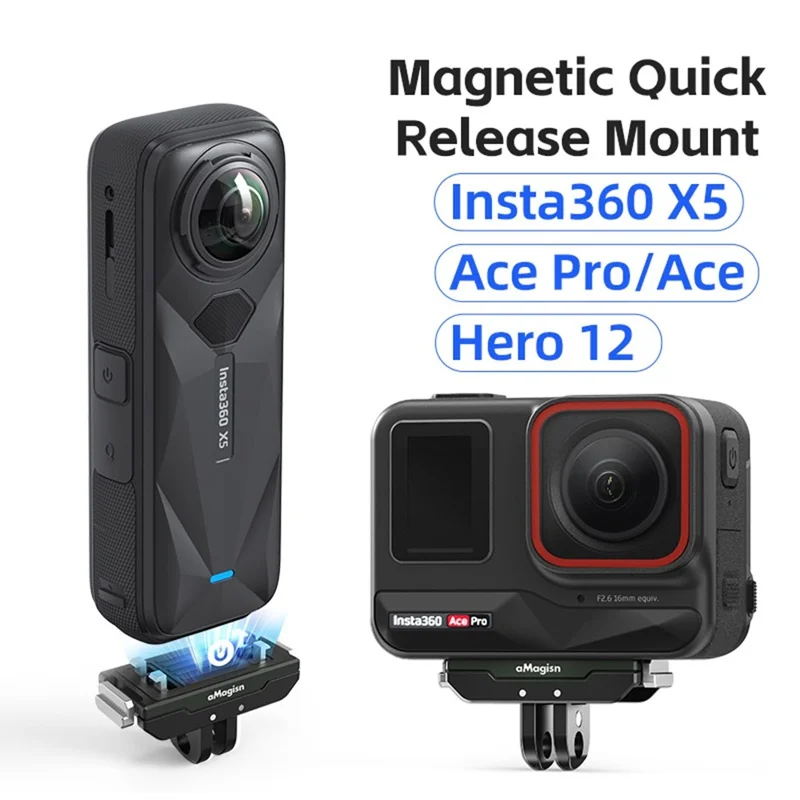 AMAGISN Supporto Magnetico a Sgancio Rapido per Insta360 X5 / Ace Pro 2 / Ace Pro / Ace Adattatore Base per Fotocamera