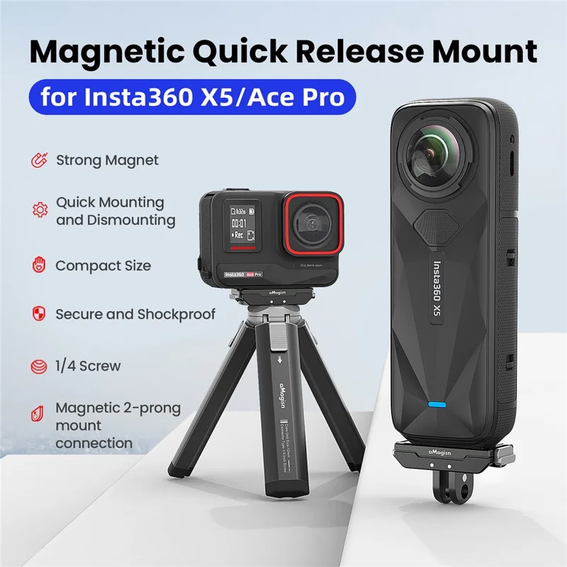 AMAGISN Supporto Magnetico a Sgancio Rapido per Insta360 X5 / Ace Pro 2 / Ace Pro / Ace Adattatore Base per Fotocamera