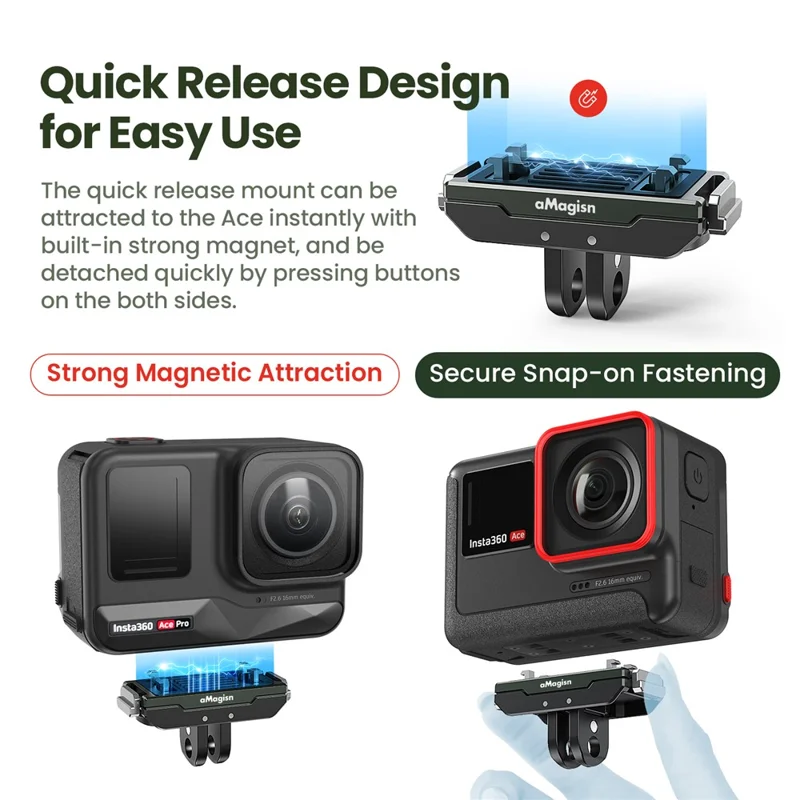AMAGISN Supporto Magnetico a Sgancio Rapido per Insta360 X5 / Ace Pro 2 / Ace Pro / Ace Adattatore Base per Fotocamera