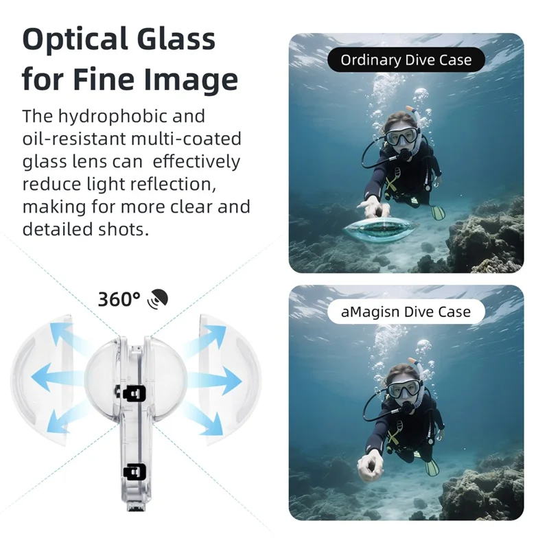 AMAGISN For Insta360 X5 Invisible Diving Case 60m Underwater Camera PC Housing Cover