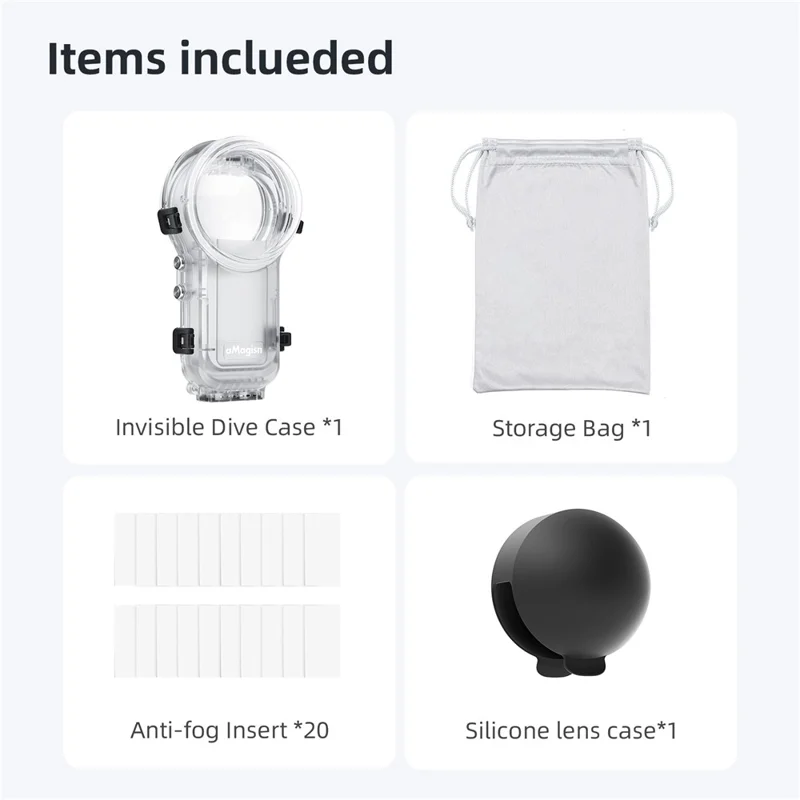 AMAGISN For Insta360 X5 Invisible Diving Case 60m Underwater Camera PC Housing Cover