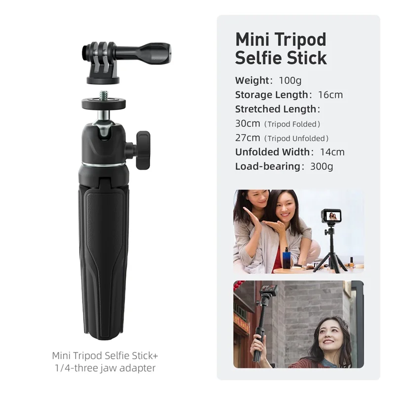 AMAGISN Mini Trépied Selfie Stick Réglable et Extensible pour Enregistrement Vidéo - Noir