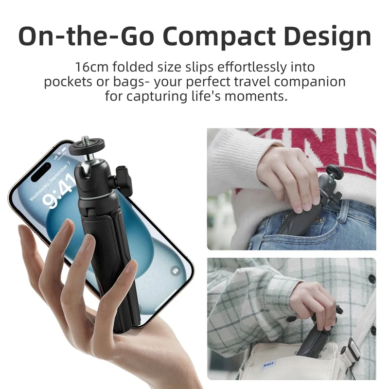 AMAGISN Mini Tripod Adjustable Extendable Selfie Stick for Video Recording - White