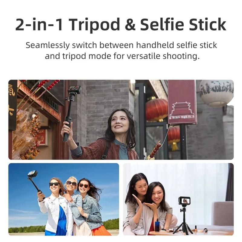 AMAGISN Mini Tripod Adjustable Extendable Selfie Stick for Video Recording - White