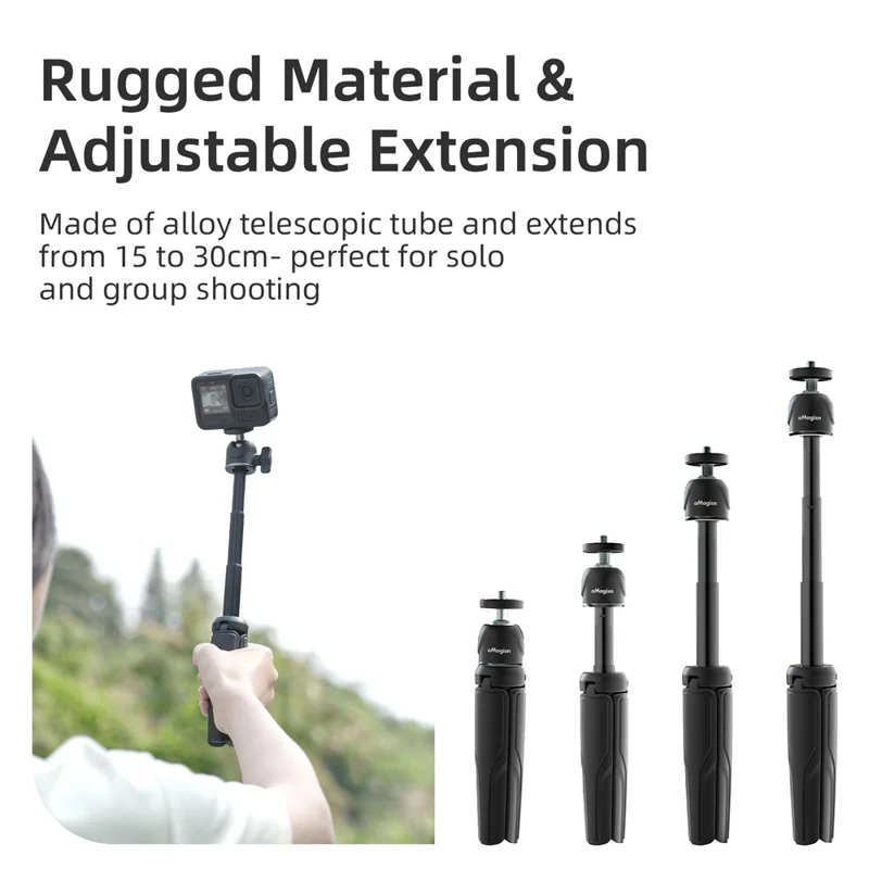 AMAGISN Mini Tripod Adjustable Extendable Selfie Stick for Video Recording - White