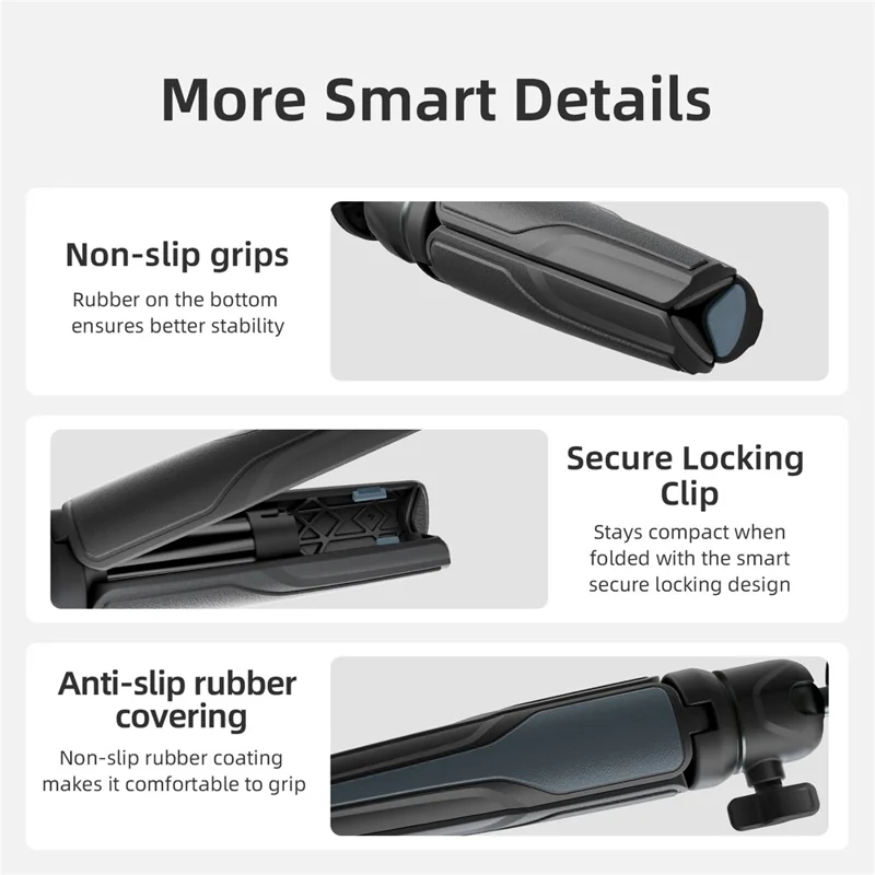 AMAGISN Mini Tripod Adjustable Extendable Selfie Stick for Video Recording - White