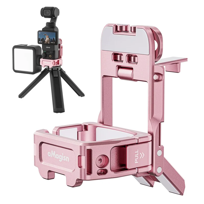 AMAGISN For DJI Osmo Pocket 3 Mantis Extension Frame Magnetic Mount for Hands-Free Vlogging - Pink